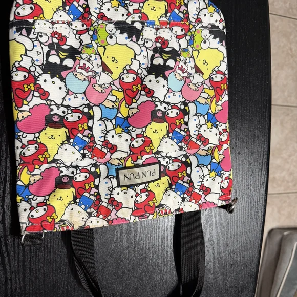 Sanrio Colorful Character Canvas Tote - Black Straps - Picture 2 of 4